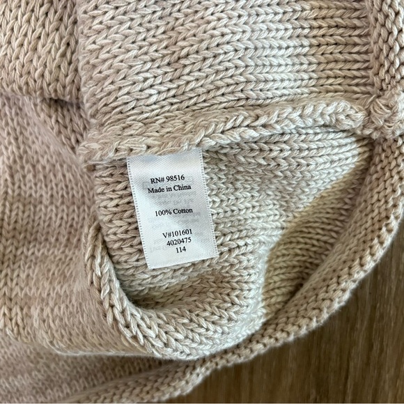 Coldwater Creek Sweater Beige Striped Sz M (10-12) 100% Cotton Old Money Classic - Picture 5 of 8